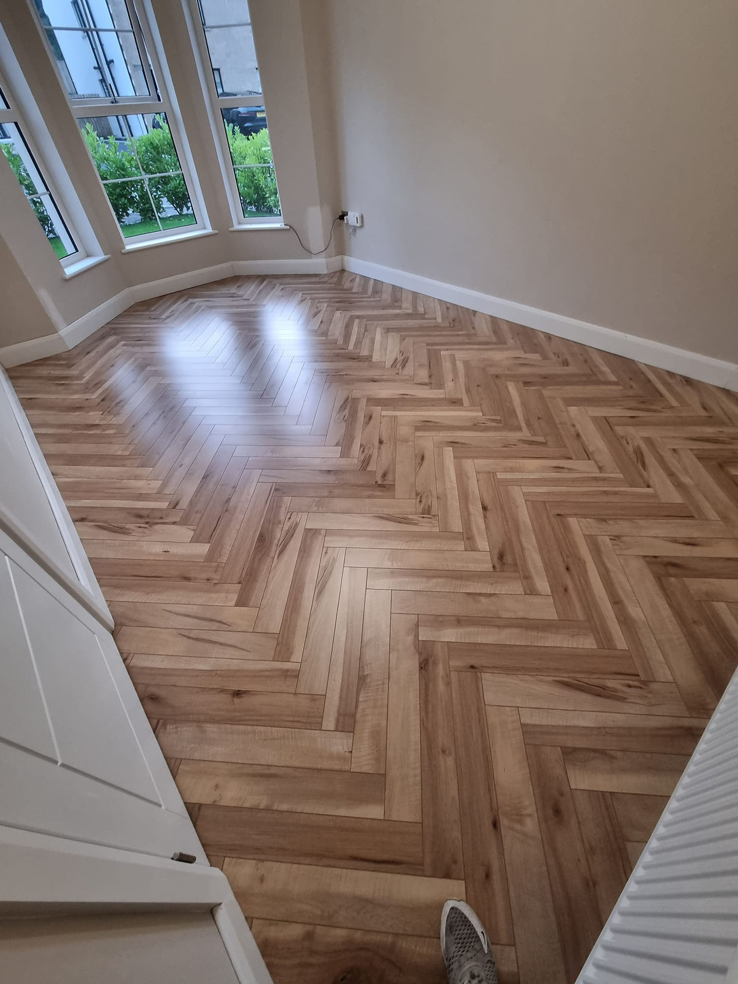 Wooden herringbone floor